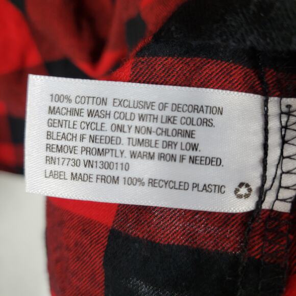 Wondershop Womens Pajama Set Size 3X Red Black Buffalo Plaid Flannel Sleepwear - Picture 9 of 13